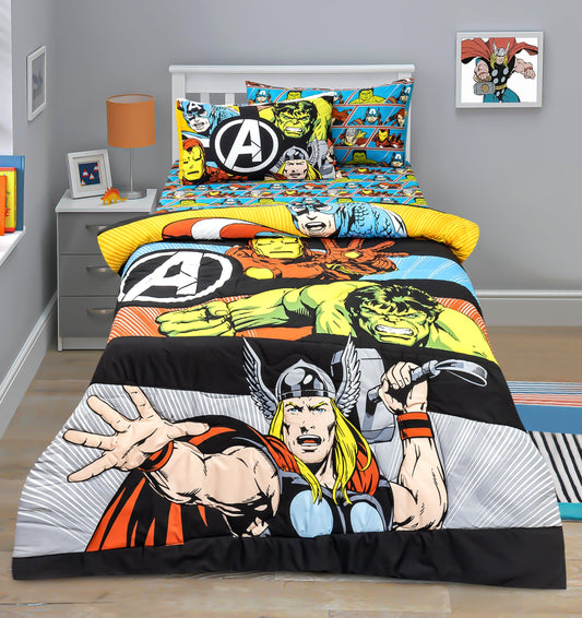 4-Piece Kids Cartoon Character Printed Bedspread Set - The Avengers