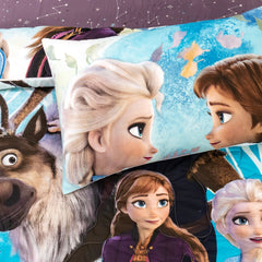 4-Piece Kids Cartoon Character Printed Bedspread Set - Elsa & Anna Winter Frost