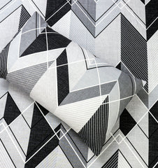 Pure Cotton Fitted Sheet Set - Chevron Grey