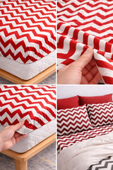 ZigZag Chevron Fitted Sheet Set - Red