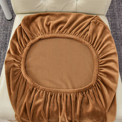 Stretchable Velvet Dining Chair Covers - Rust Brown