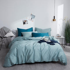 4 Pillows Cotton Sateen Bed Sheet - Turquoise
