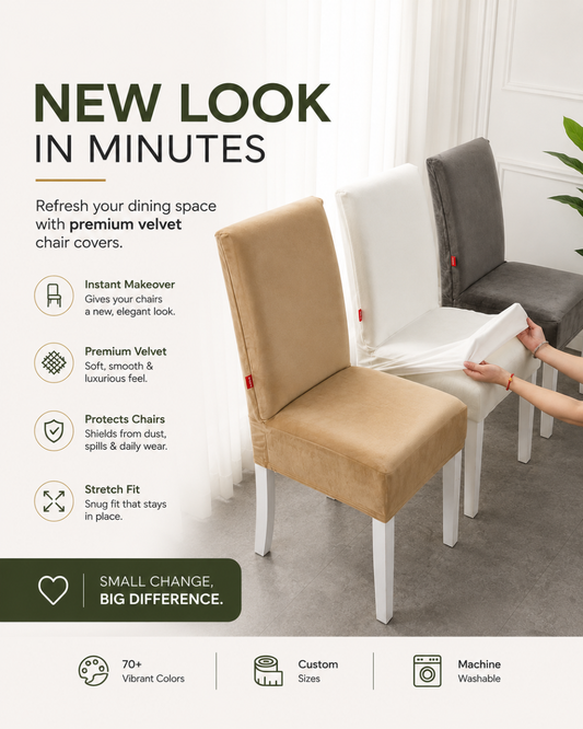 Stretchable Velvet Dining Chair Covers - 72+ Colors