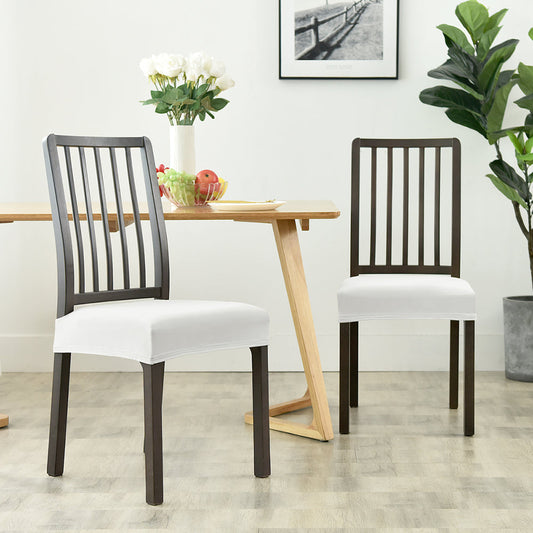 Stretchable Velvet Dining Seat Covers - White
