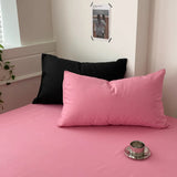 Pure Cotton Reversible Duvet Cover Set - Baby Pink & Black