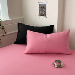 Pure Cotton Reversible Duvet Cover Set - Baby Pink & Black