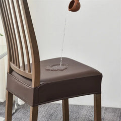 Waterproof Faux Leather Dining Seat Covers - Dark Brown