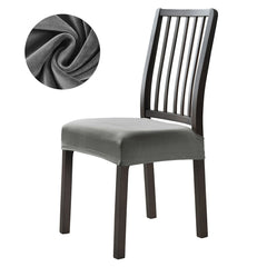 Stretchable Velvet Dining Seat Covers - Grey