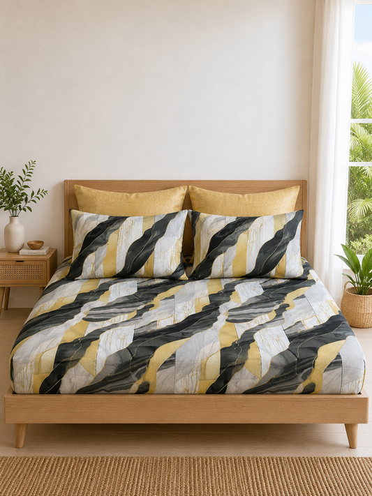 Pure Cotton Fitted Sheet Set - Graphite Geometry