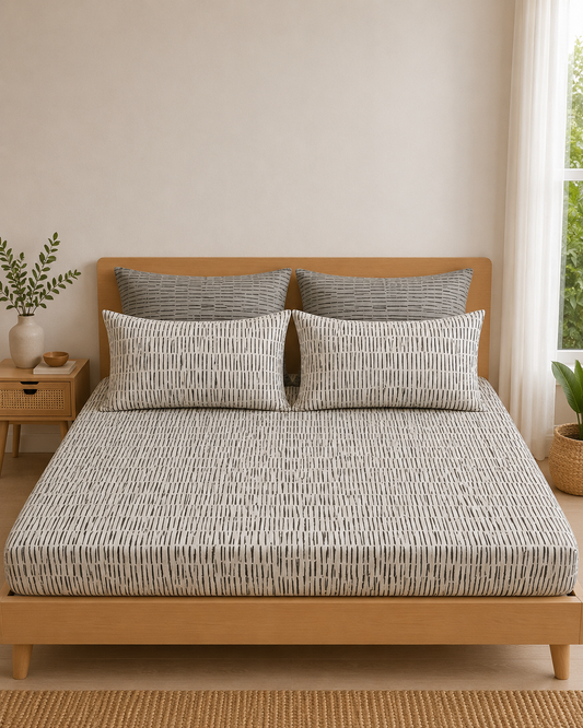 Pure Cotton Fitted Sheet Set - Nordic Lines