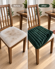 Premium Ultrasoft Faux Fur Striped Dining Seat Cover