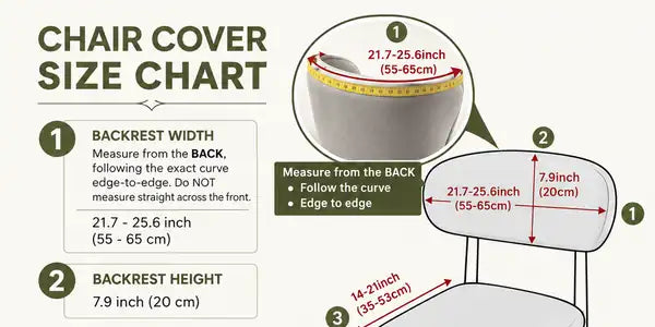 Curve chair cover size chart