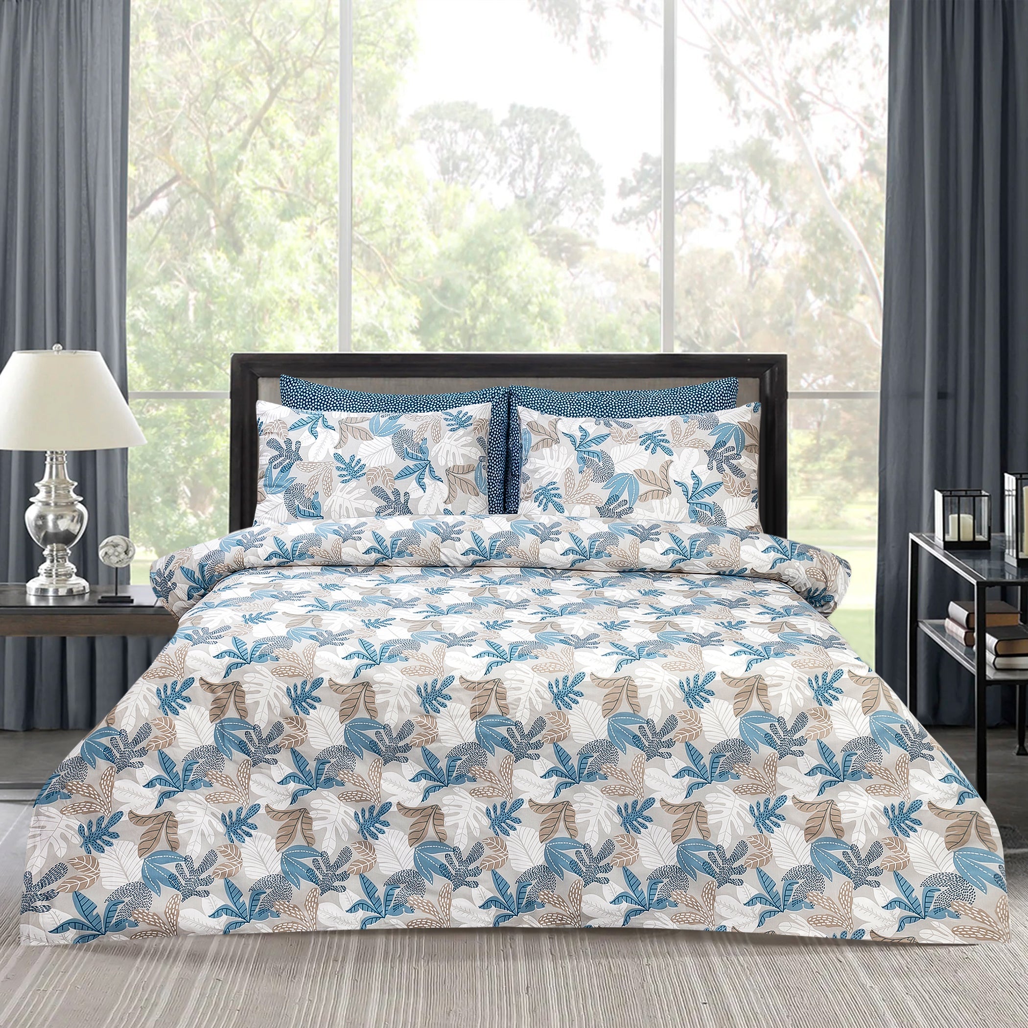 6 PCs Reversible Cotton Duvet Cover Set - Yaania