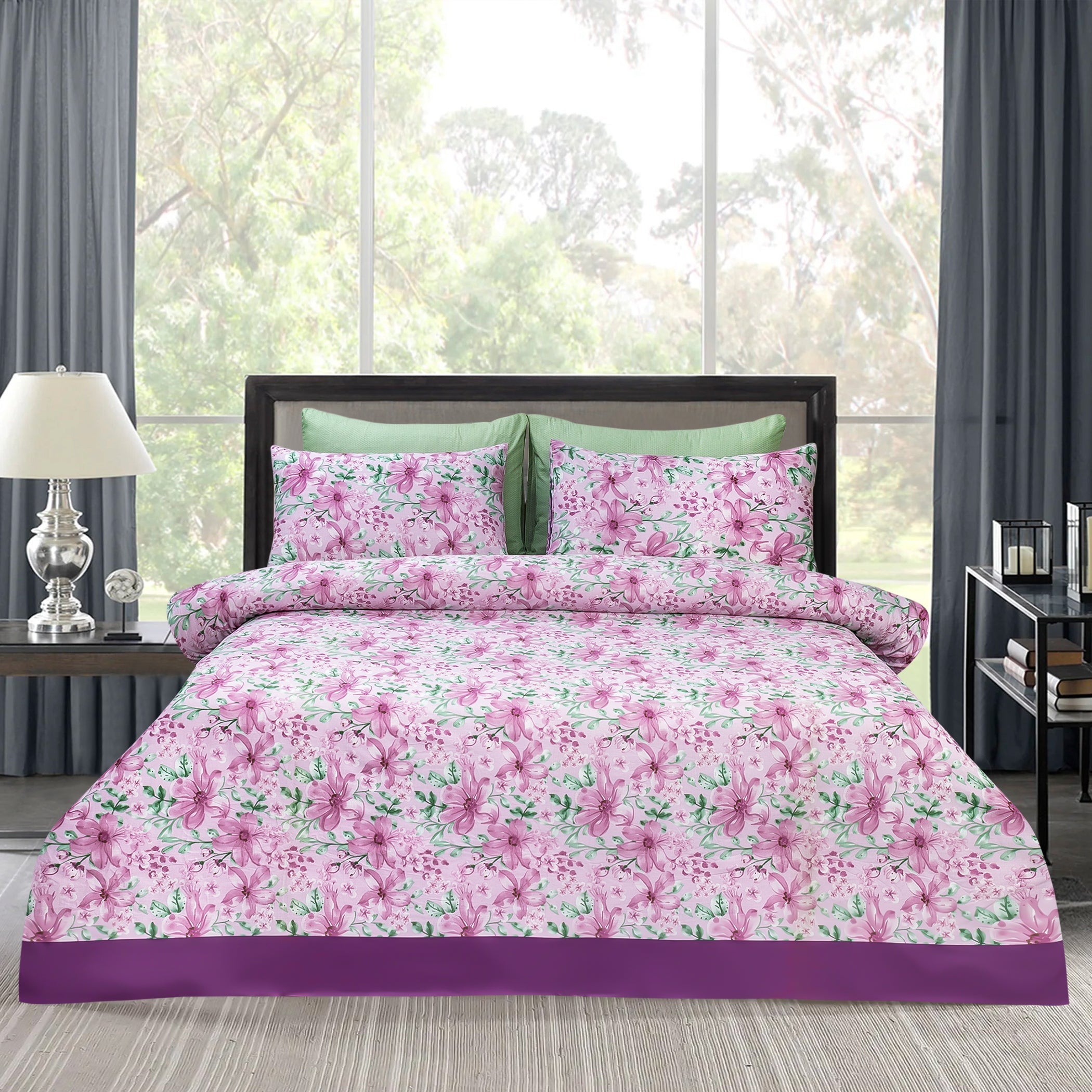 Pure Cotton Bed Sheet Set - Blush Green