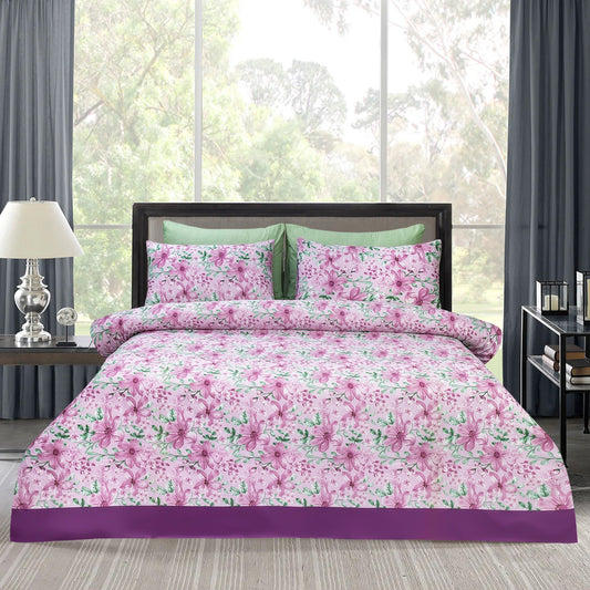 Pure Cotton Bed Sheet Set - Blush Green