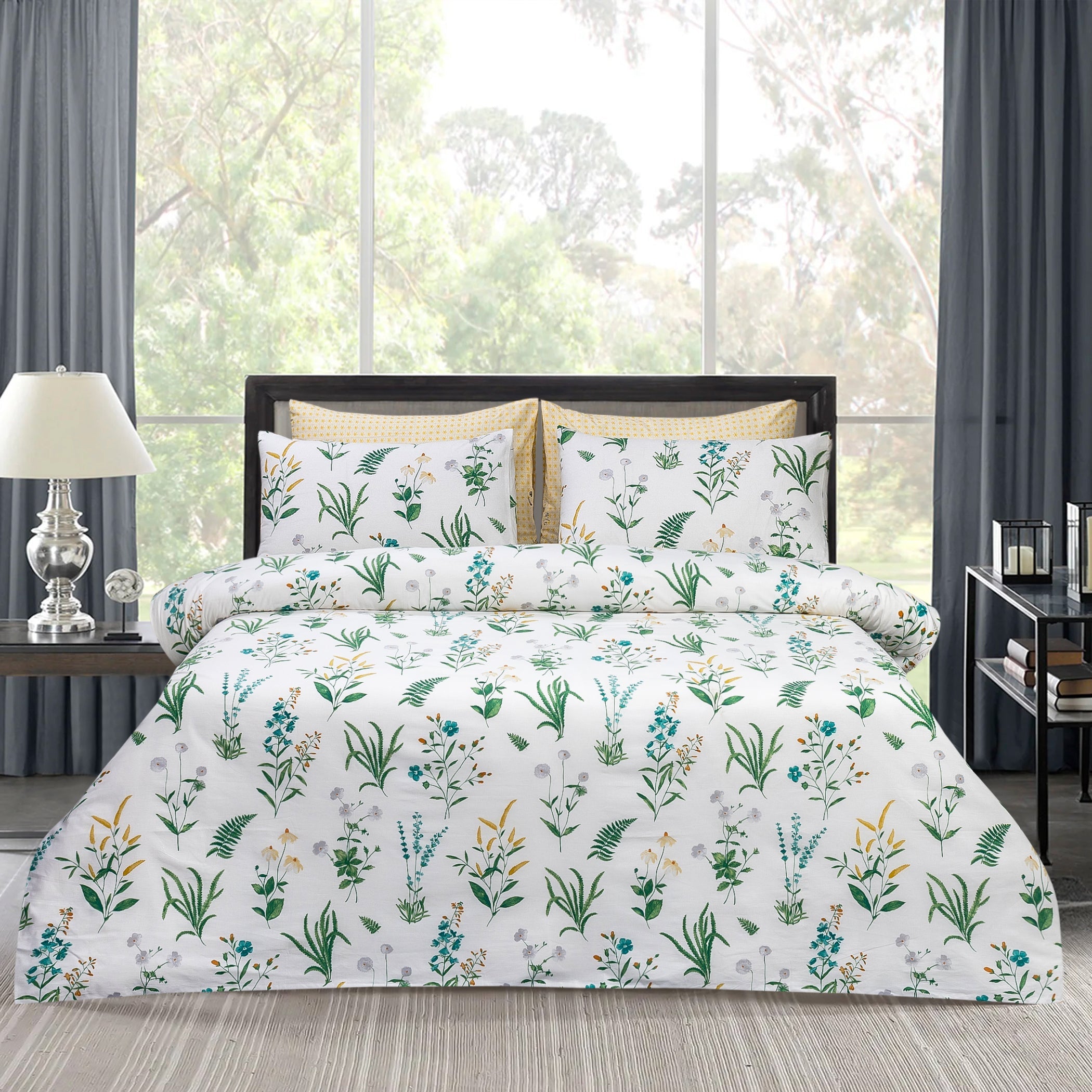 6 PCs Reversible Cotton Duvet Cover Set - Fresh Field