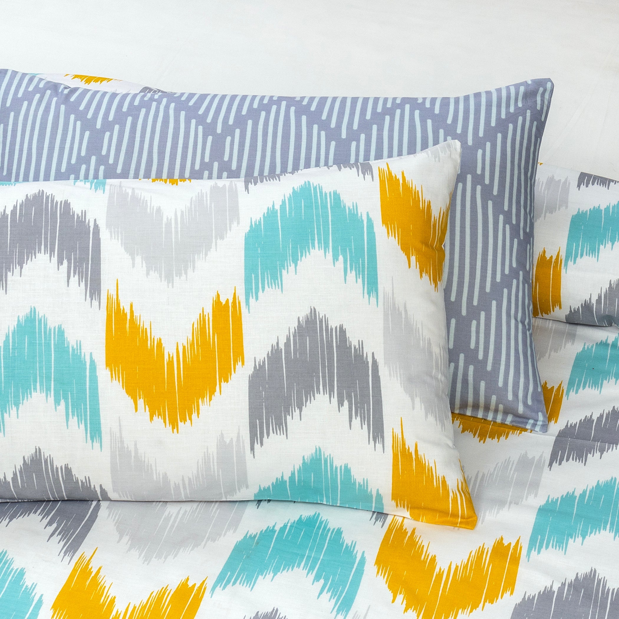 6 PCs Reversible Cotton Duvet Cover Set - Vibrance