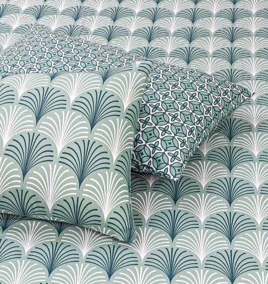 Pure Cotton Fitted Sheet Set - Splatter Green