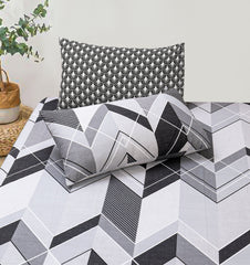 Pure Cotton Fitted Sheet Set - Chevron Grey