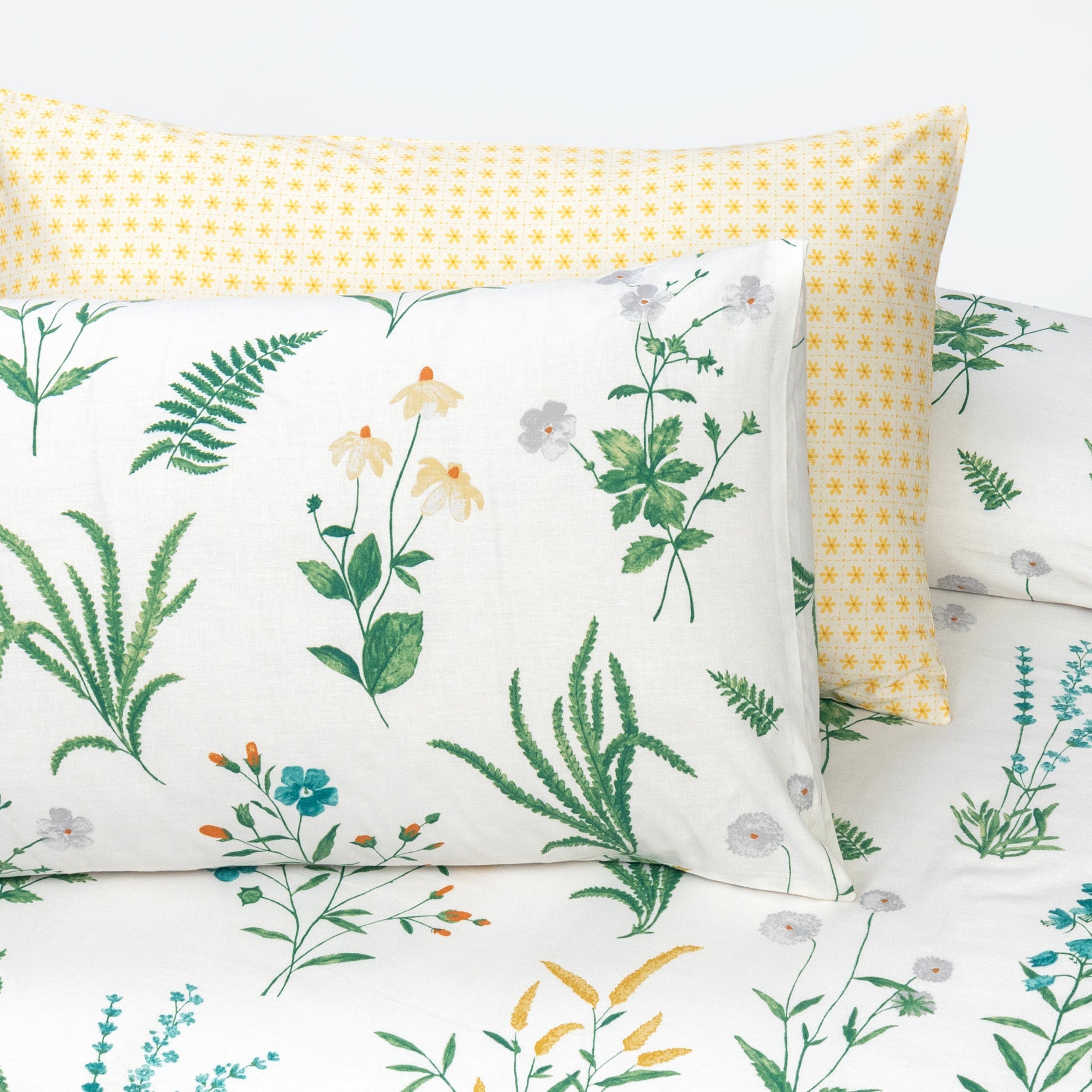 6 PCs Reversible Cotton Duvet Cover Set - Fresh Field