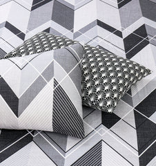 Pure Cotton Fitted Sheet Set - Chevron Grey