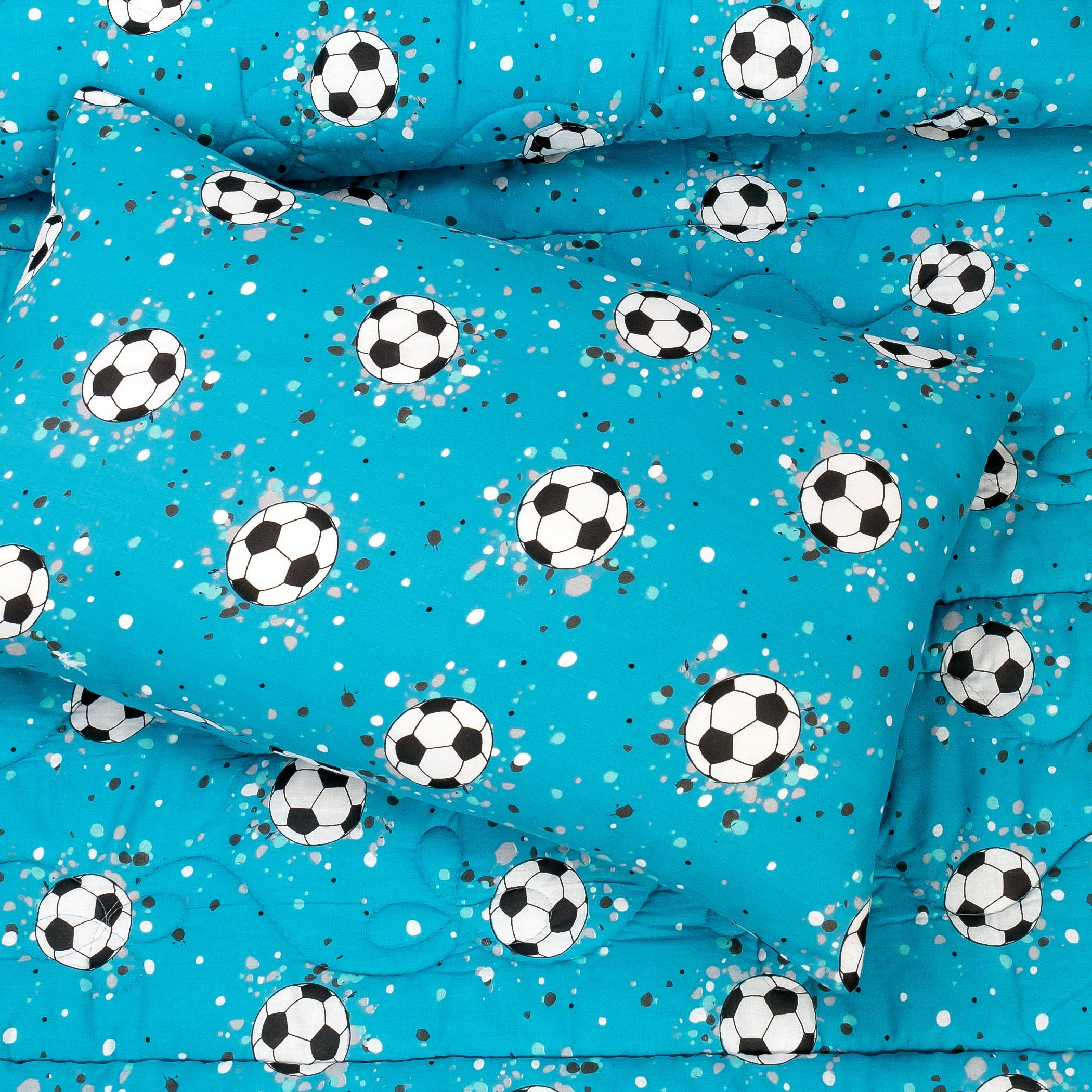 4-Piece Kids Cartoon Character Printed Bedspread Set - Foot Ball