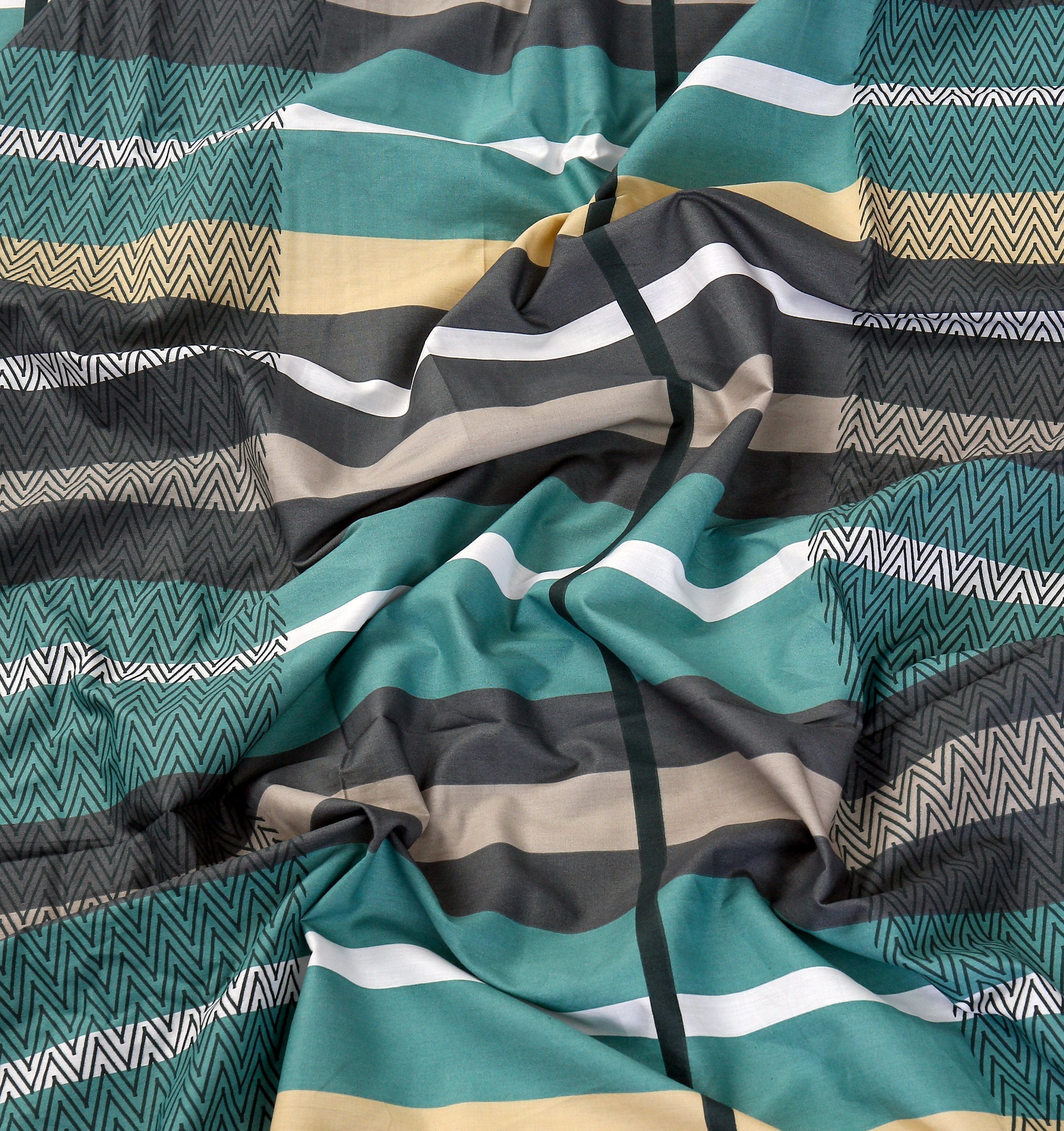 Pure Cotton Bed Sheet Set - Stripe Green
