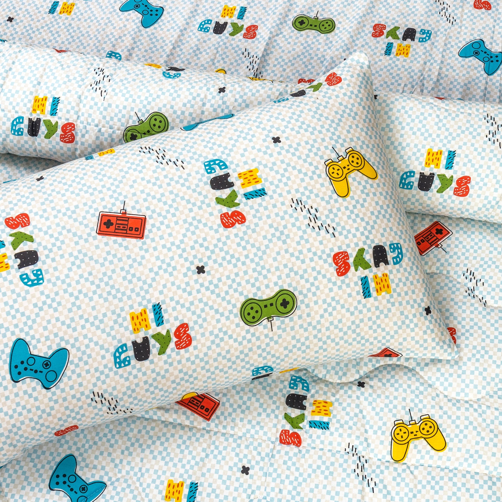 4-Piece Kids Cartoon Character Printed Bedspread Set - Game Zone