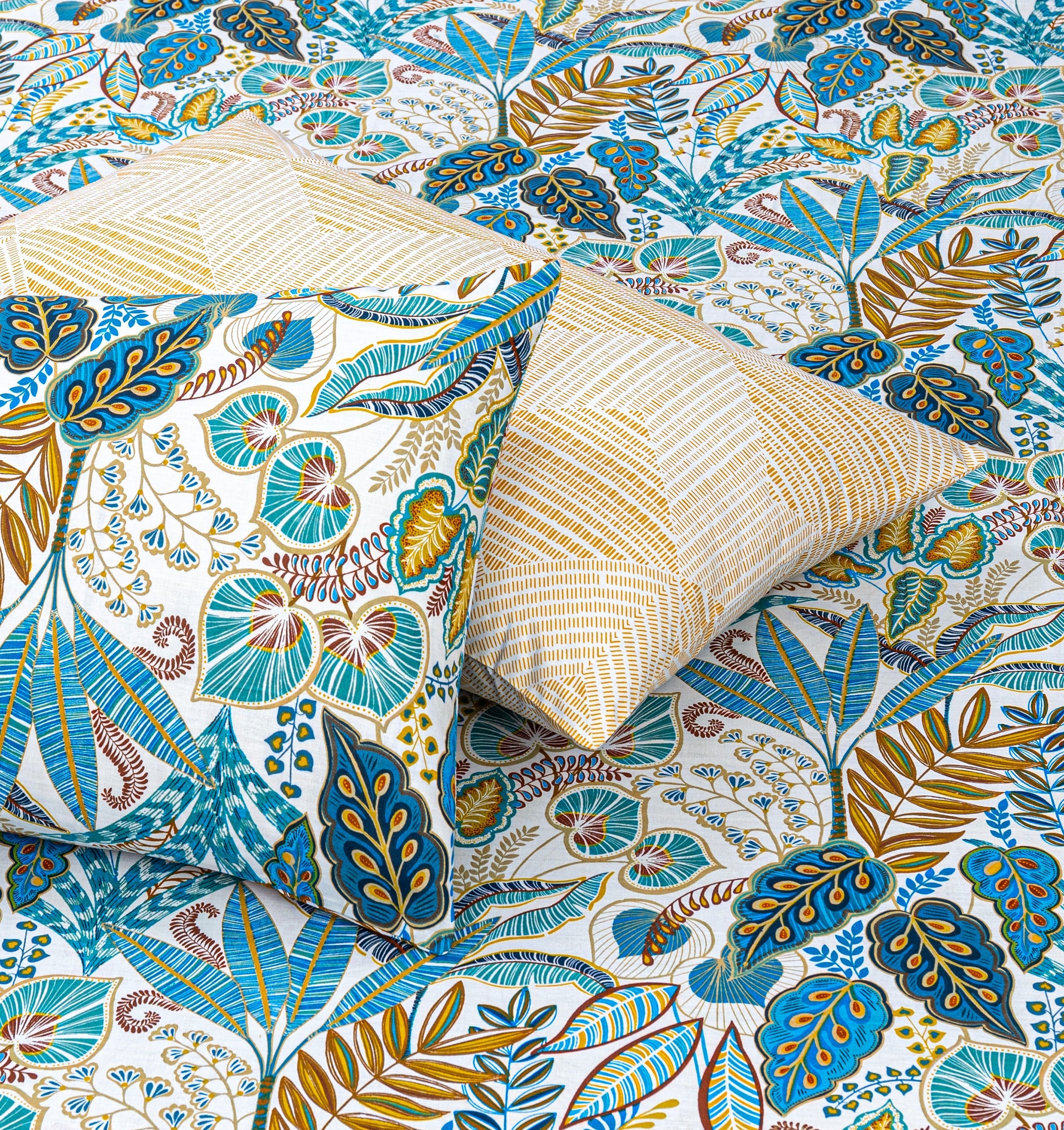 Pure Cotton Fitted Sheet Set - Golden Palm
