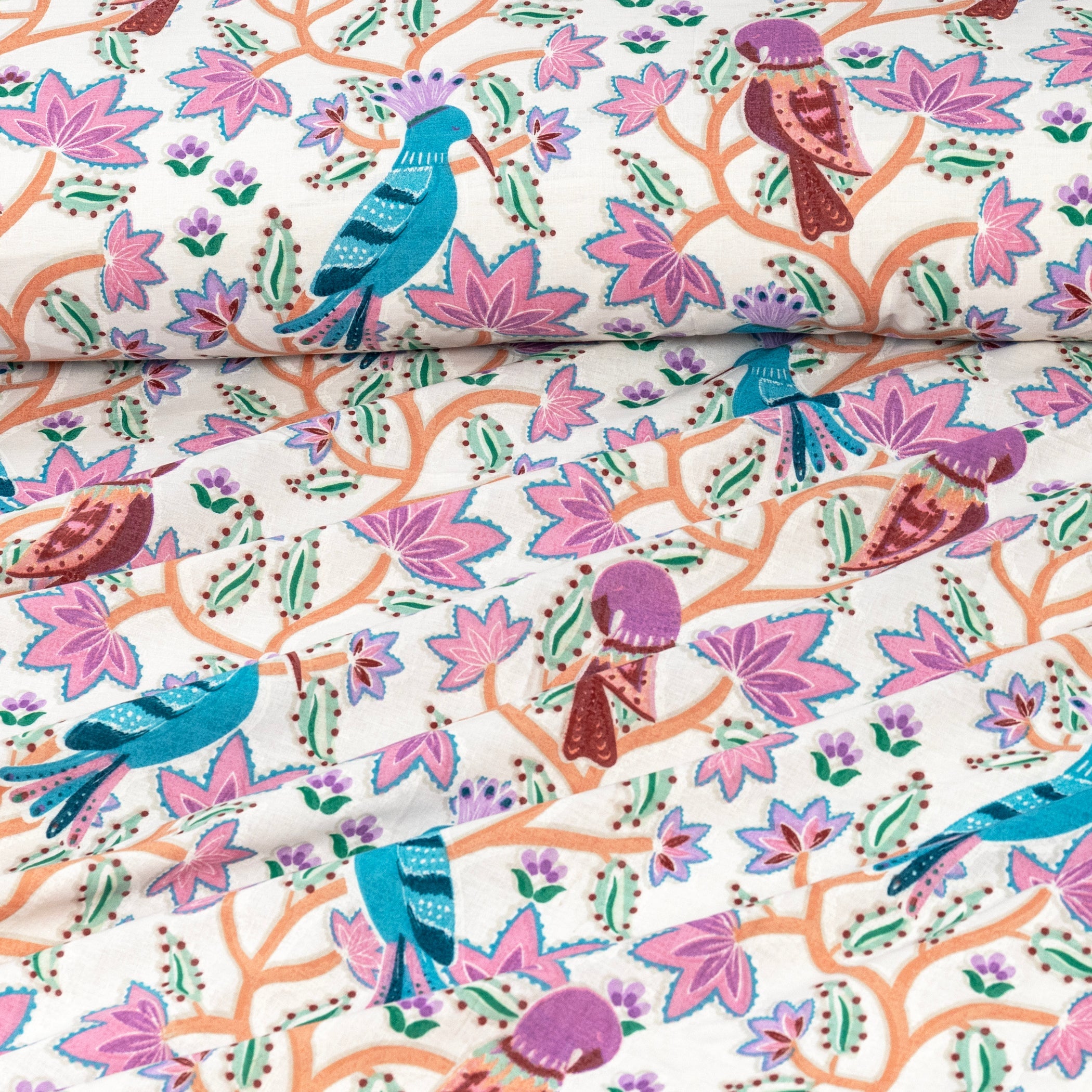 6 PCs Reversible Cotton Duvet Cover Set - Foliate