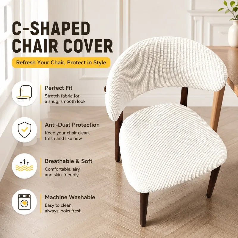 2 PCs Curved Shaped Velvet Dining Chair Covers