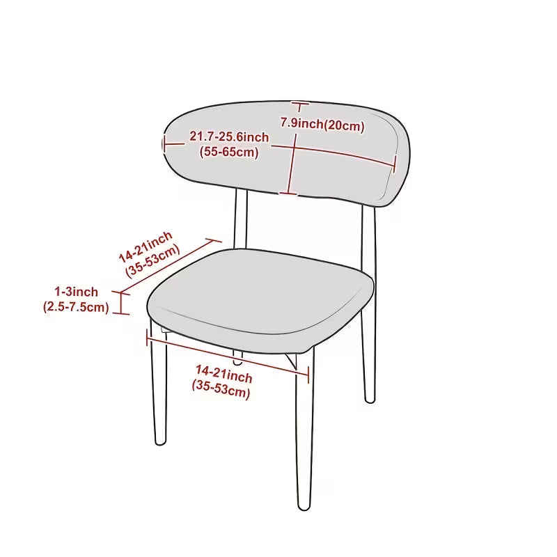 2 PCs Curved Shaped Velvet Dining Chair Covers