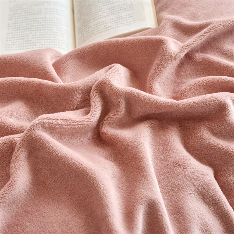 Reversible Velvet Duvet Cover With Velvet Sheet - Powder Pink and Off White