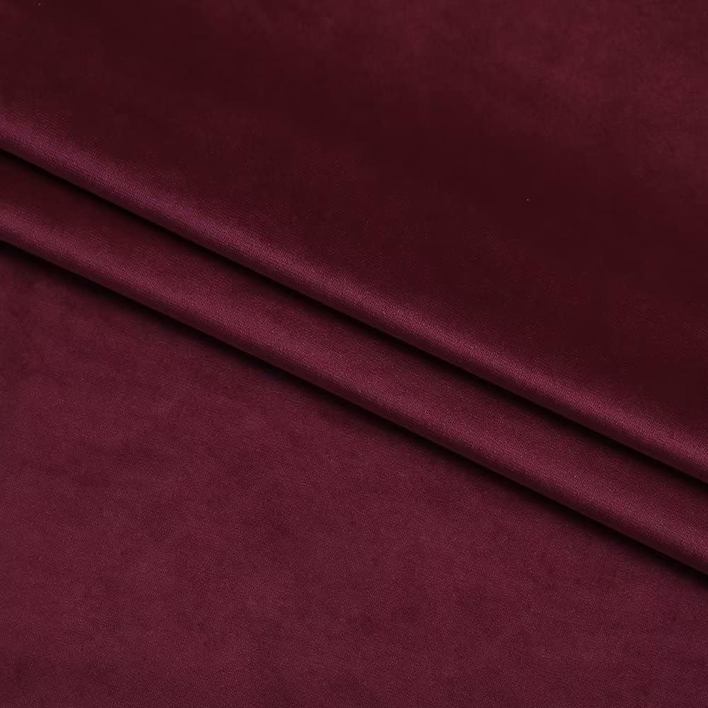 2 PCs Stainless Ring Eyelet Velvet Curtains With Velcro Belts - Maroon