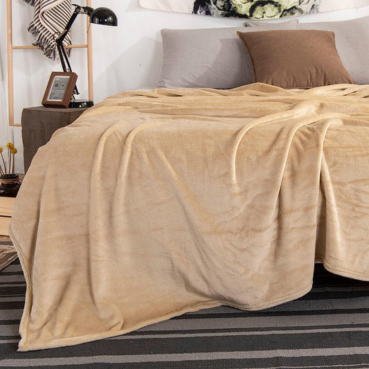 Super Soft Dyed Fleece Blanket - Khaki Brown