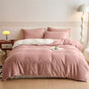 Reversible Velvet Duvet Cover With Velvet Sheet - Powder Pink and Off White