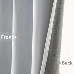 2 PCs Stainless Ring Eyelet Velvet Curtains With Velcro Belts - Dark Grey