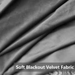 2 PCs Stainless Ring Eyelet Velvet Curtains With Velcro Belts - Dark Grey