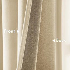 2 PCs Stainless Ring Eyelet Velvet Curtains With Velcro Belts - Scream Cream