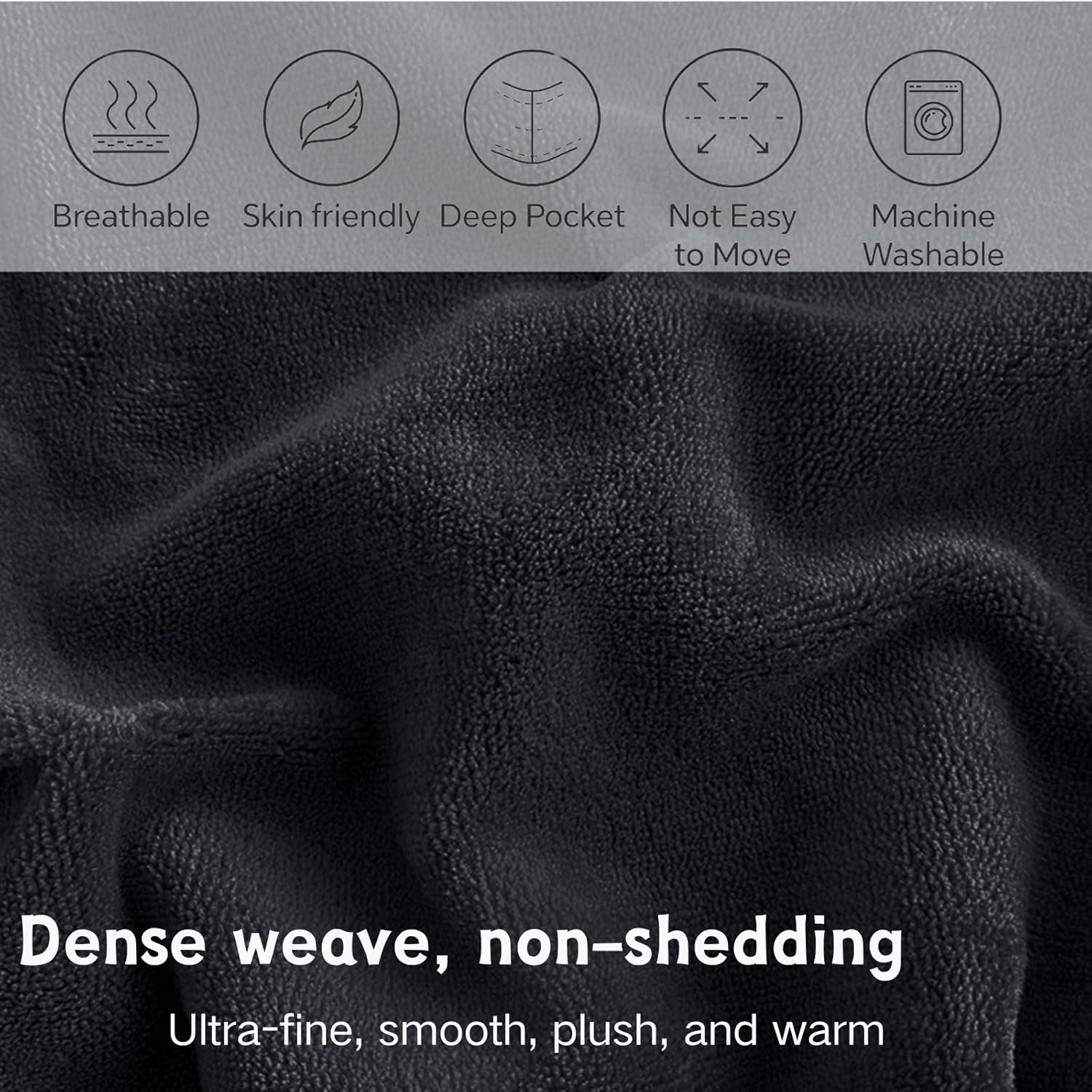 MILKY VELVET FITTED BEDSHEET - BLACK