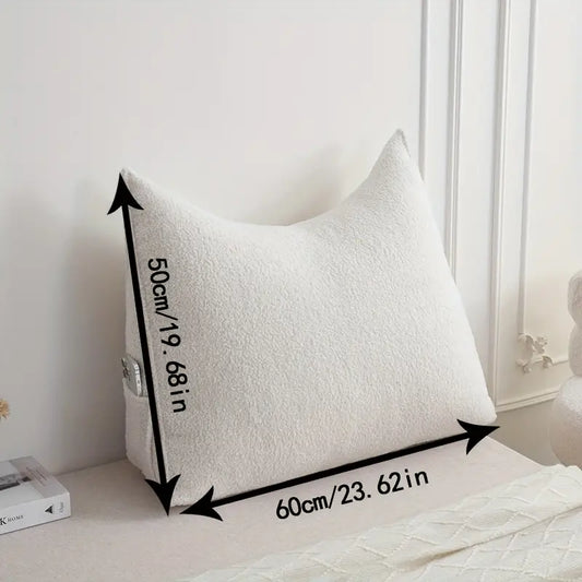Sherpa Triangle Wedge Pillow Back Rest Lumbar Cushion - White