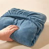 MILKY VELVET FITTED BEDSHEET WITH PILLOWS - DENIM BLUE