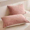 Reversible Velvet Duvet Cover With Velvet Sheet - Powder Pink and Off White