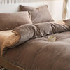 Reversible Velvet Duvet Cover With Velvet Sheet - Mocha Brown and Dark Beige
