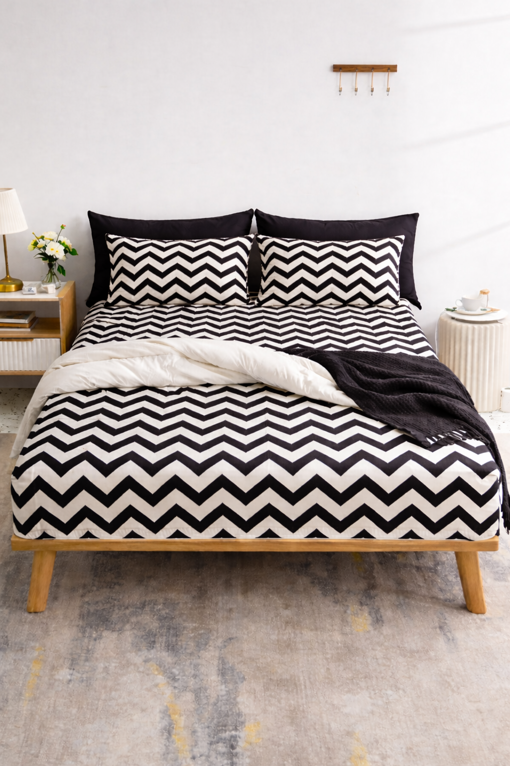 ZigZag Chevron Fitted Sheet Set - Black