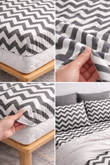 ZigZag Chevron Fitted Sheet Set - Grey