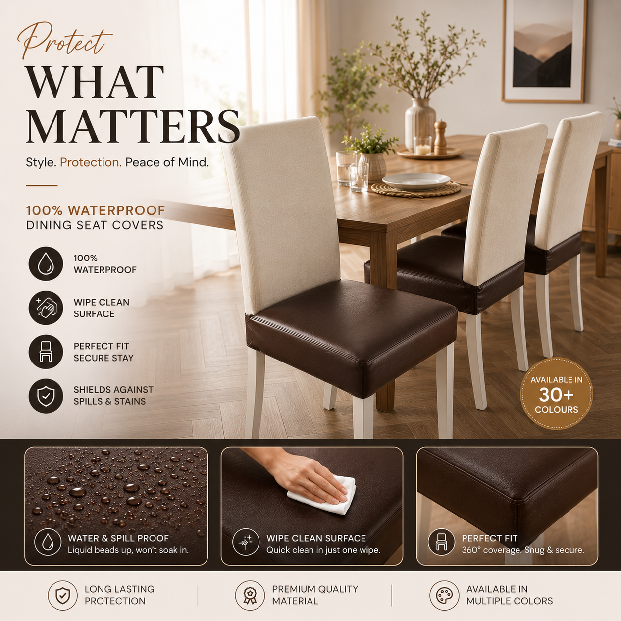 Waterproof Faux Leather Dining Seat Covers.