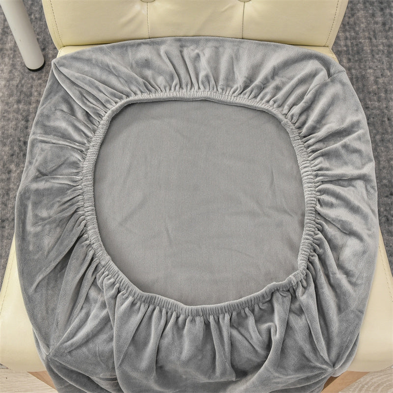 Stretchable Velvet Dining Chair Covers - Light Grey