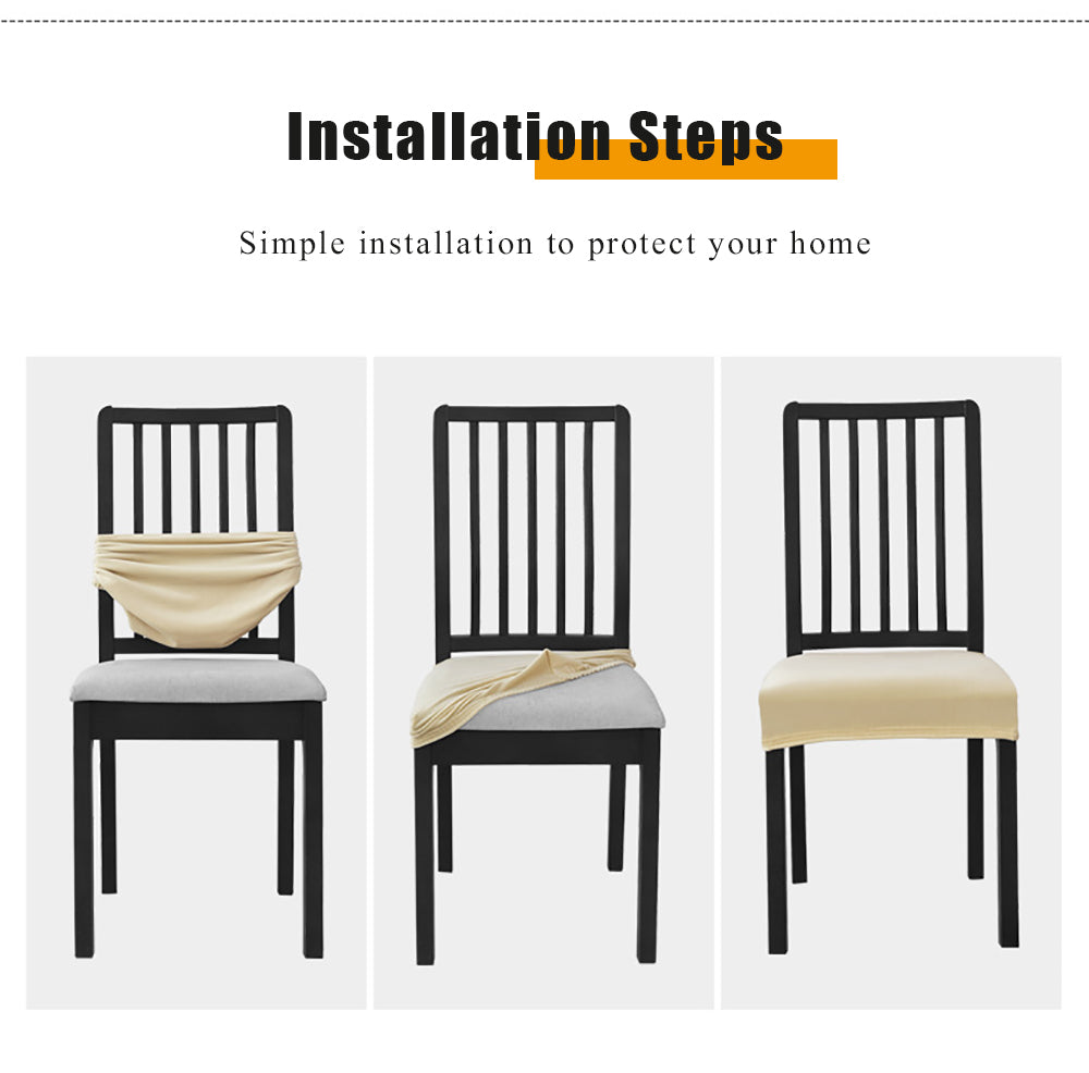 Stretchable Velvet Dining Seat Covers - Camel Brown