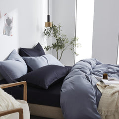 4 Pillows Cotton Sateen Bed Sheet - Space Grey